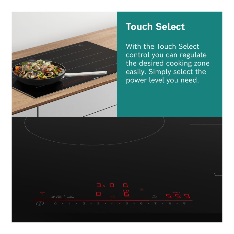 Refurbished Bosch Series 4 PWP611BB5B Touch Control 60cm 4 Zone Induction Hob Black