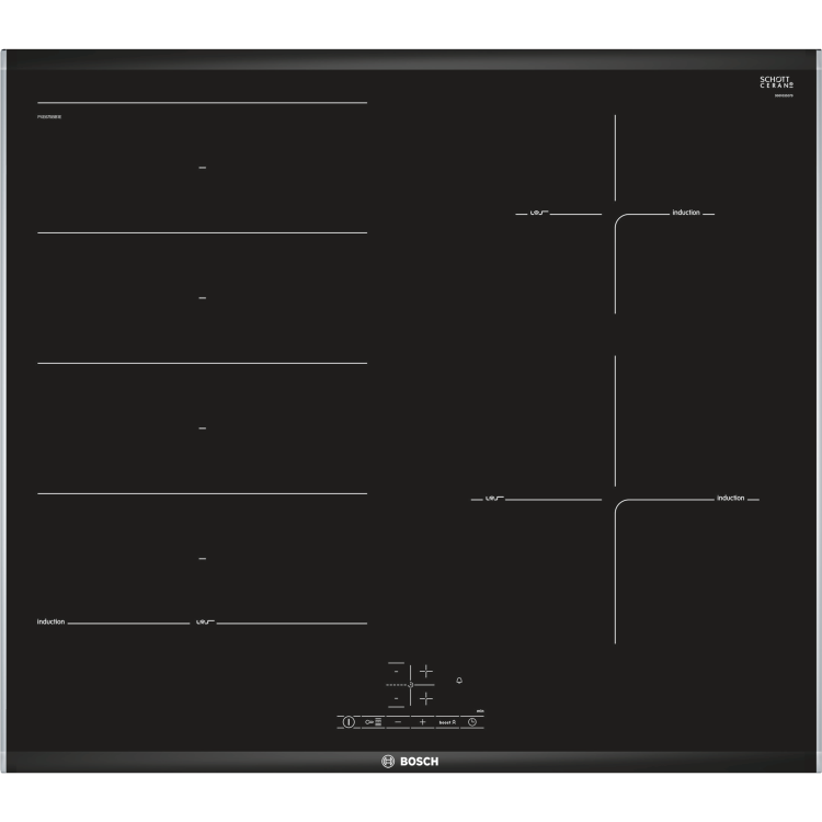 Bosch PXE675BB1E Serie 4 Touch Control 61cm Four Zone Induction Hob With Flex Zone - Black