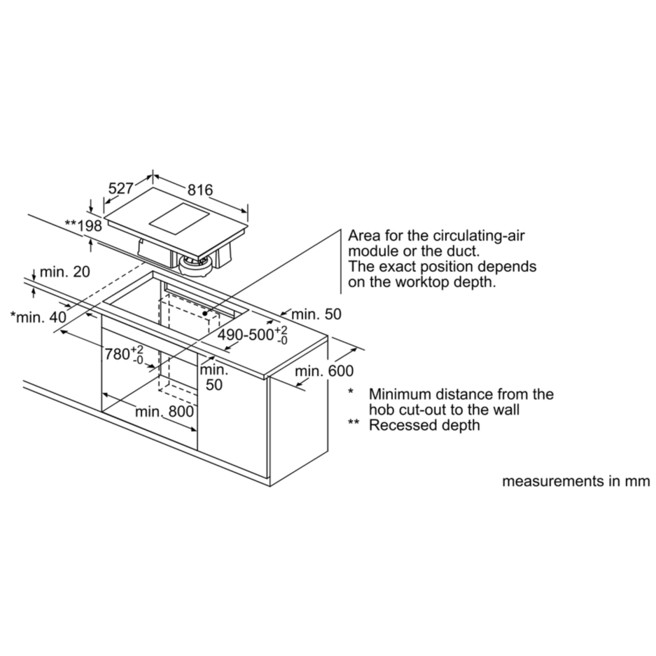 Bosch PXX875D34E Serie 8 816 mm Induction Hob With Builtin Extractor