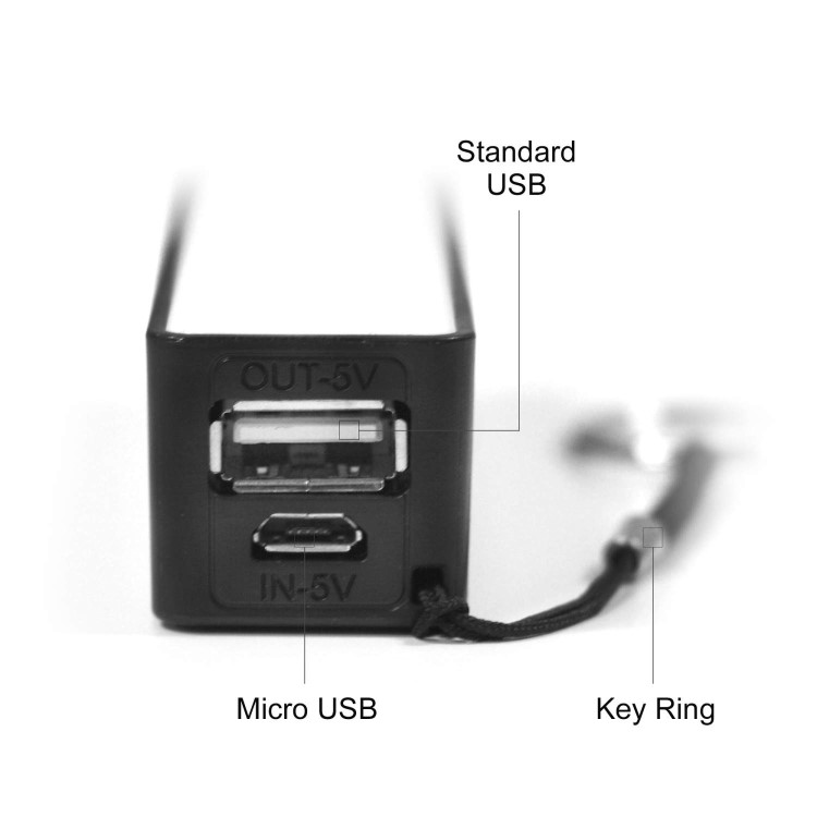 Dual USB 2600mAh Portable Power Bank In Black For iPhone iPad & Android phones