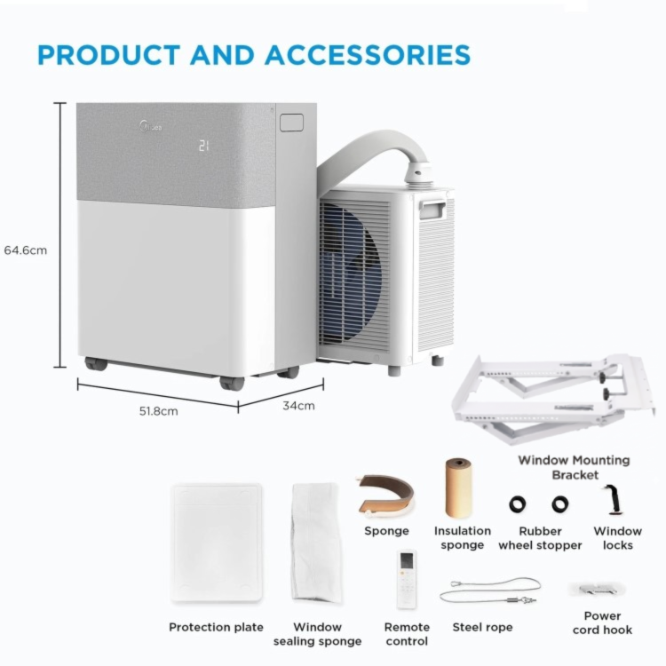 Midea Portasplit 12000 BTU A++ Smart Inverter Portable Split Air Conditioner with Heating