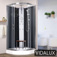 Vidalux Pure - 800x800mm Black Quadrant Shower Cabin with Hydro Shower Set with Shower Tray
