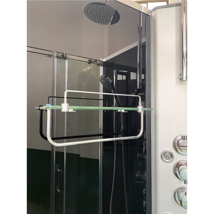 Vidalux Pure - 900x900mm Black Quadrant Shower Cabin with Hydro Shower Set with Shower Tray