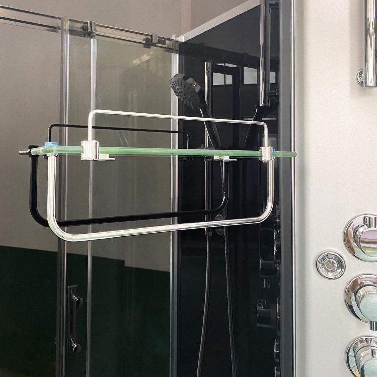 Vidalux Pure - 900x900mm Black Quadrant Shower Cabin with Hydro Shower Set with Shower Tray