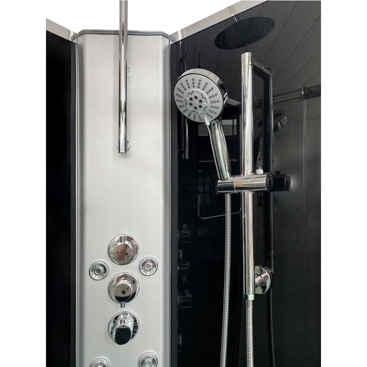 Vidalux Pure - 900x900mm Black Quadrant Shower Cabin with Hydro Shower Set with Shower Tray