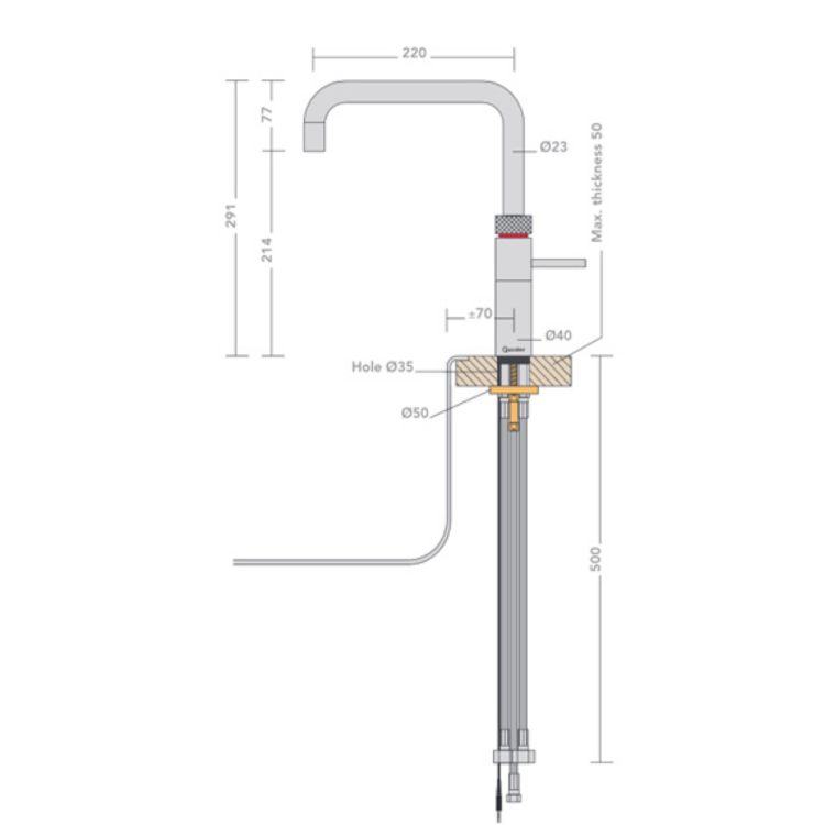 Quooker PRO3 Fusion Instant Boiling Water Tap Single Lever in Black