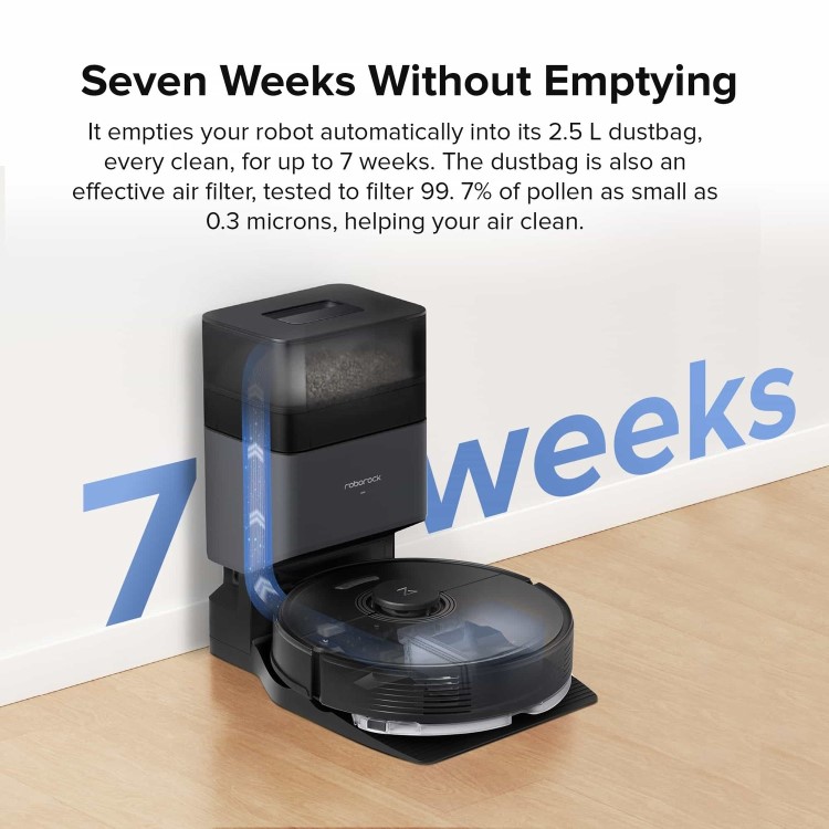 Refurbished Roborock Q7Max+ Robot Vacuum Cleaner with Self-Emptying Station - Black