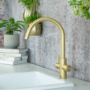 QETTLE Signature Modern 4 in 1 Instant Boiling Water Tap 2 Litre - Brass Round Spout