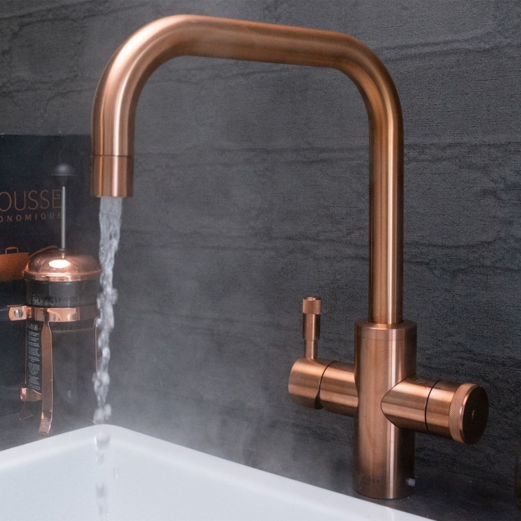 QETTLE Signature Modern 4 in 1 Instant Boiling Water Tap 2 Litre - Copper Square Spout
