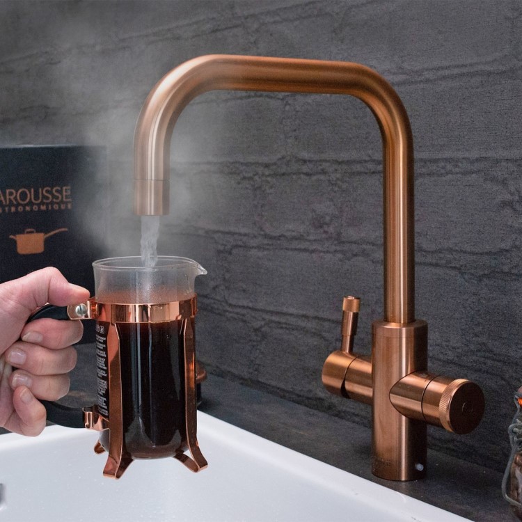 QETTLE Signature Modern 4 in 1 Instant Boiling Water Tap 2 Litre - Copper Square Spout
