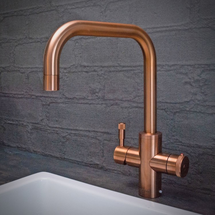 QETTLE Signature Modern 4 in 1 Instant Boiling Water Tap 2 Litre - Copper Square Spout