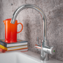 QETTLE Original 4 in 1 Instant Boiling Water Tap 2 Litre - Chrome Round Spout