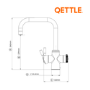 QETTLE Original 4 in 1 Instant Boiling Water Tap 2 Litre - Chrome Square Spout