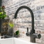 QETTLE Original 4 in 1 Instant Boiling Water Tap 4 Litre - Black Round Spout