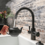 QETTLE Original 4 in 1 Instant Boiling Water Tap 4 Litre - Black Round Spout