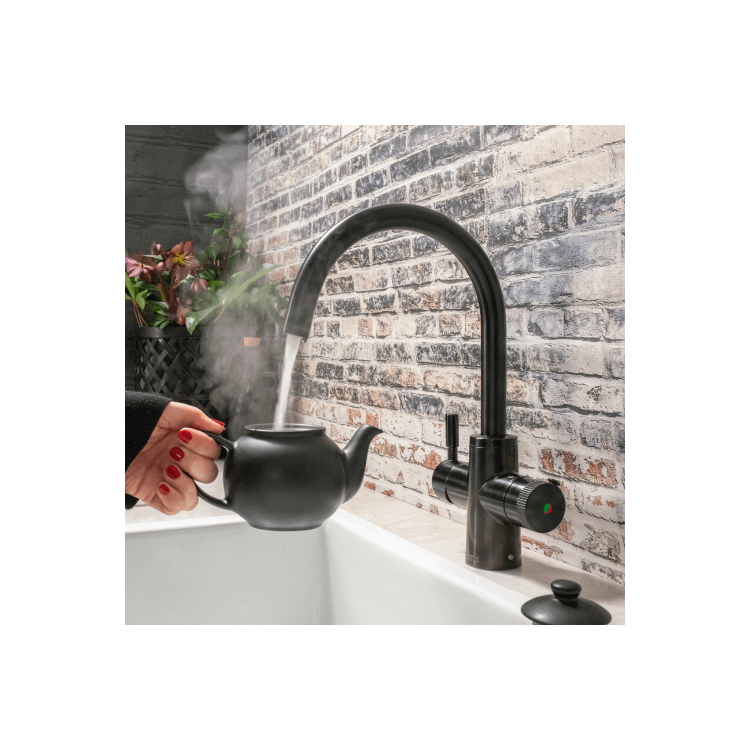 QETTLE Original 4 in 1 Instant Boiling Water Tap 4 Litre - Black Round Spout