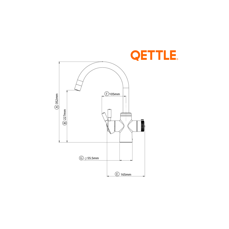 QETTLE Original 4 in 1 Instant Boiling Water Tap 4 Litre - Black Round Spout