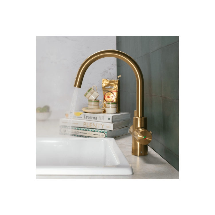 QETTLE Original 4 in 1 Instant Boiling Water Tap 4 Litre - Gold Round Spout