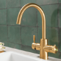 QETTLE Original 4 in 1 Instant Boiling Water Tap 4 Litre - Gold Round Spout