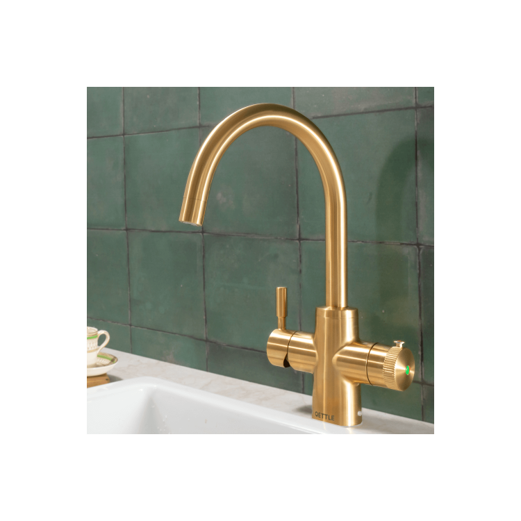 QETTLE Original 4 in 1 Instant Boiling Water Tap 4 Litre - Gold Round Spout