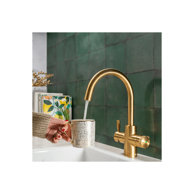 QETTLE Original 4 in 1 Instant Boiling Water Tap 4 Litre - Gold Round Spout