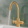 QETTLE Original 4 in 1 Instant Boiling Water Tap 4 Litre - Gold Round Spout