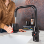 QETTLE Original 4 in 1 Instant Boiling Water Tap 4 Litre - Black Square Spout