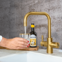 QETTLE Original 4 in 1 Instant Boiling Water Tap 4 Litre - Gold Square Spout
