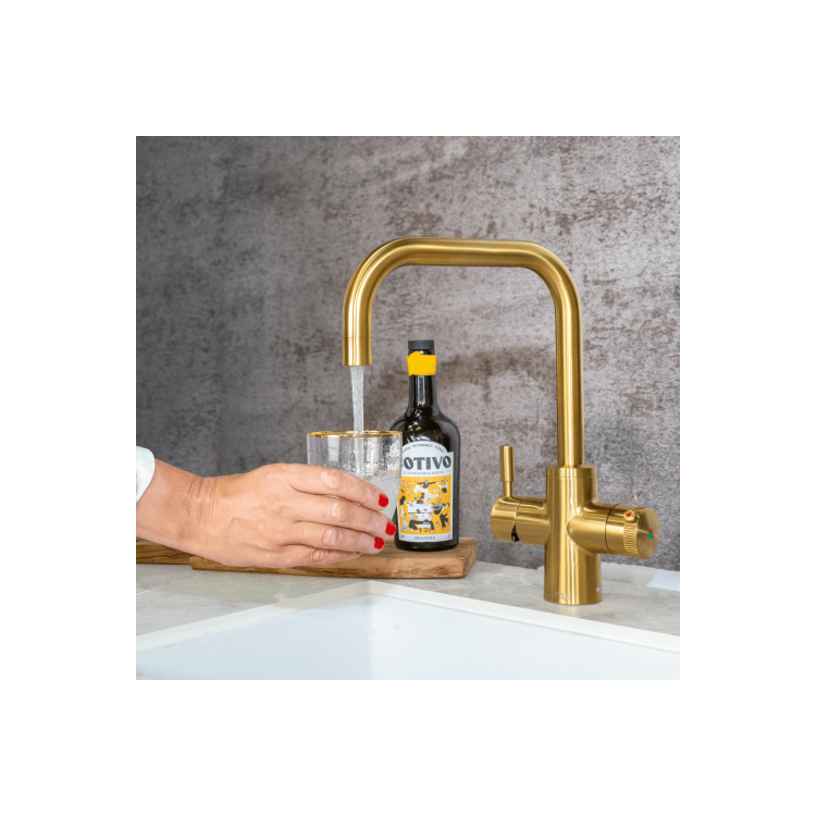 QETTLE Original 4 in 1 Instant Boiling Water Tap 4 Litre - Gold Square Spout