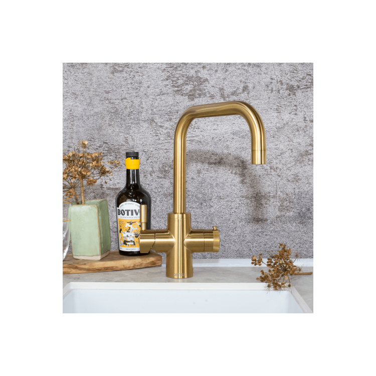 QETTLE Original 4 in 1 Instant Boiling Water Tap 4 Litre - Gold Square Spout