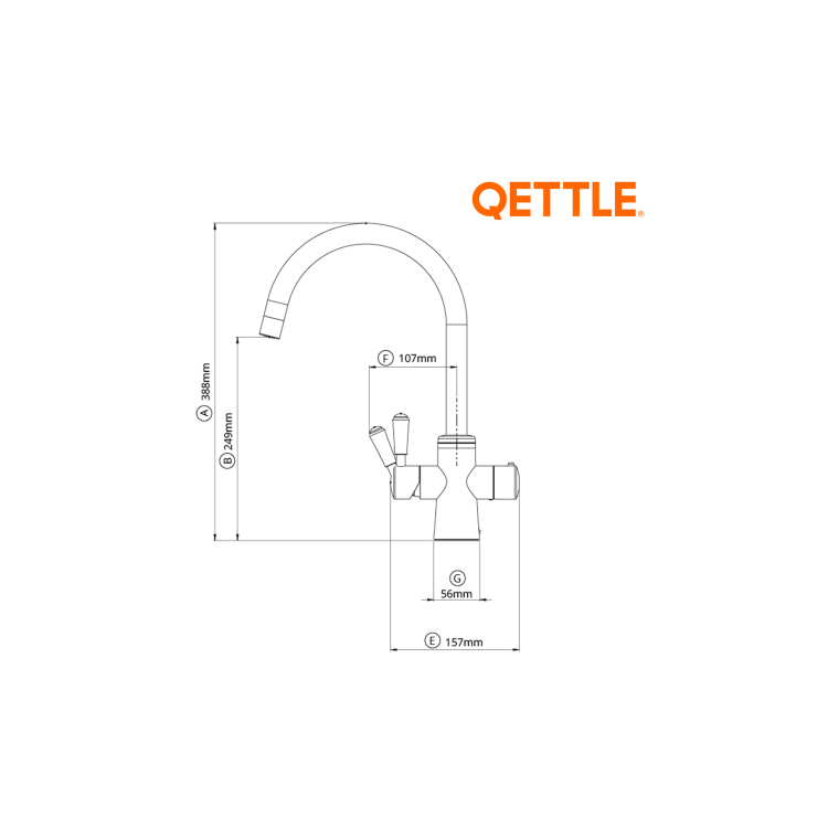 QETTLE Signature Classic 4 in 1 Instant Boiling Water Tap 4 Litre - Stainless Steel