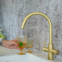 QETTLE Signature Modern 4 in 1 Instant Boiling Water Tap 7 Litre - Brass Round Spout