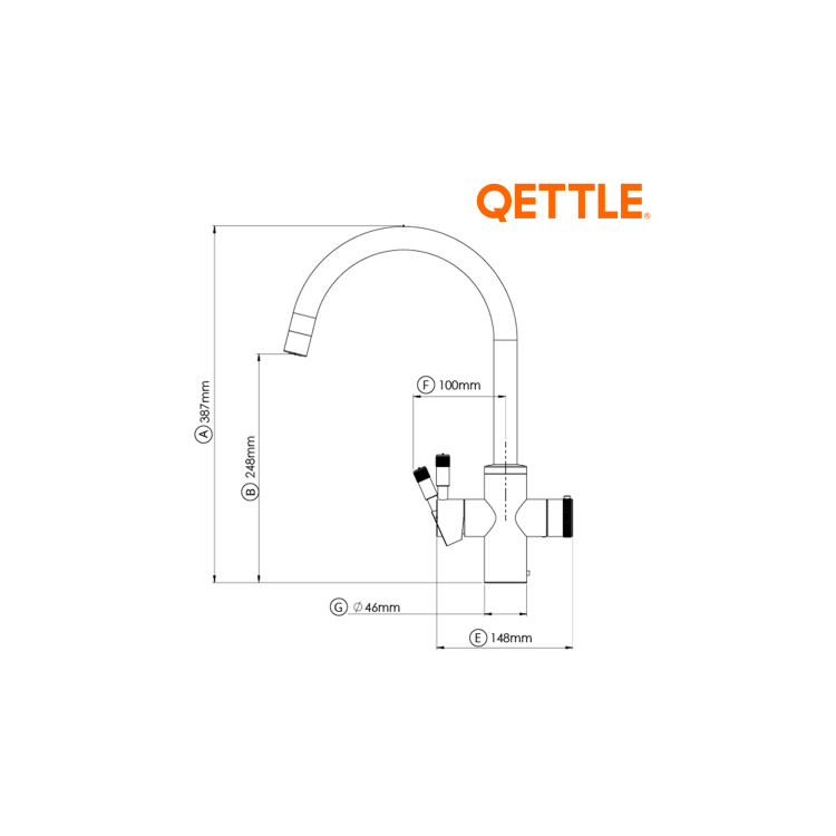 QETTLE Signature Modern 4 in 1 Instant Boiling Water Tap 7 Litre - Black Round Spout