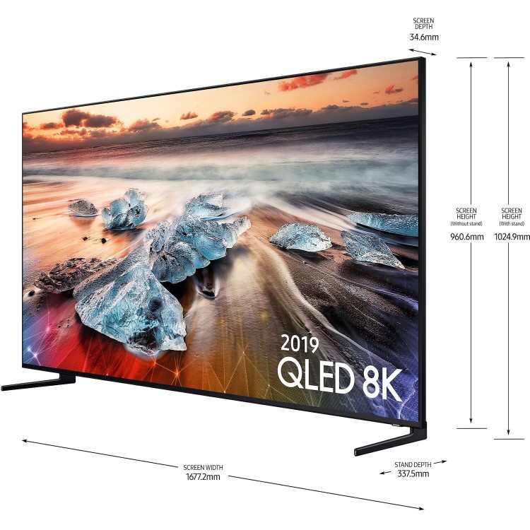 Samsung QE75Q950R 75" 8K Smart HDR 4000 QLED TV with 8K AI Upscaling