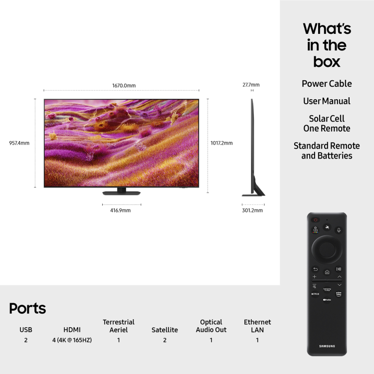 Samsung QN90F 75" – 4K Ultra HD HDR Smart TV HDR10+ with Tizen OS