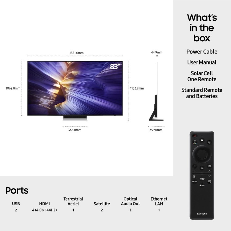 Samsung QE83S90FAEXXU 83" OLED – 4K Ultra HD HDR Smart TV with Tizen OS