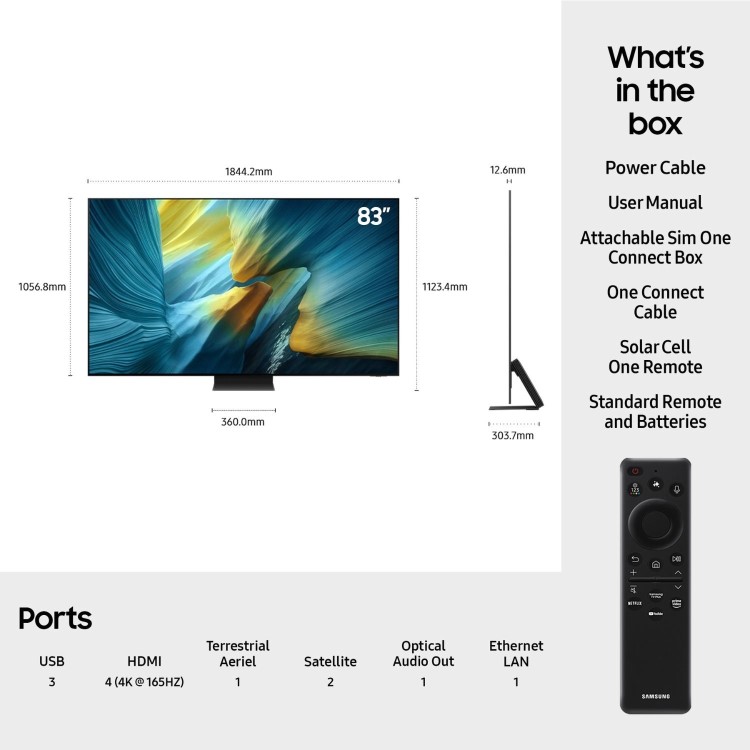 Samsung QE83S95FATXXU 83" OLED – 4K Ultra HD HDR Smart TV with Tizen OS