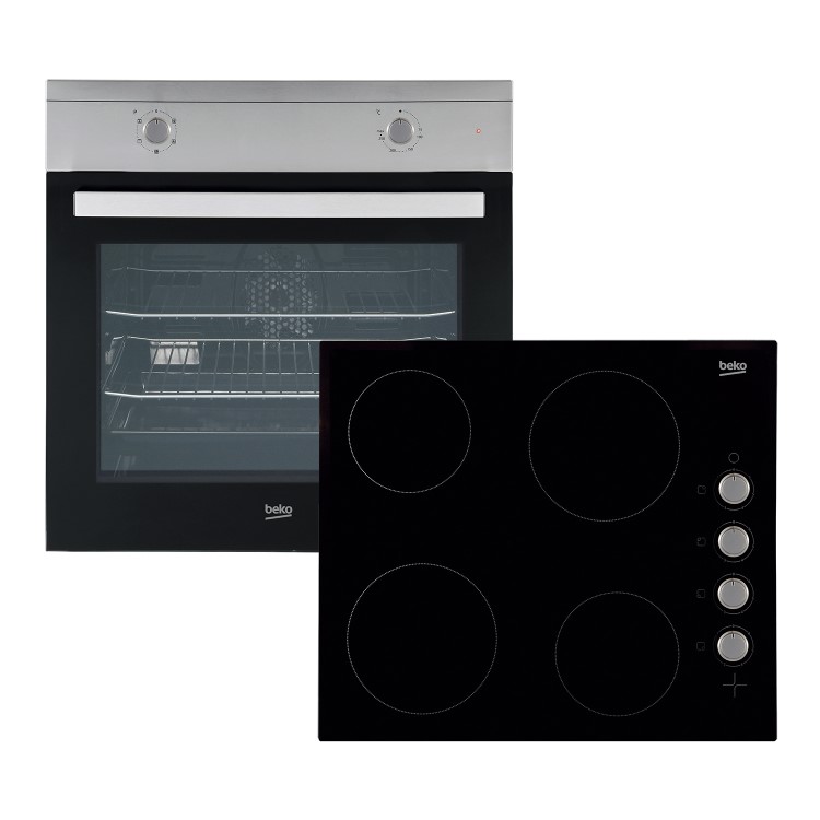 Beko QSF212X Built-In Electric Single Fan Oven And Ceramic Hob Pack Stainless Steel