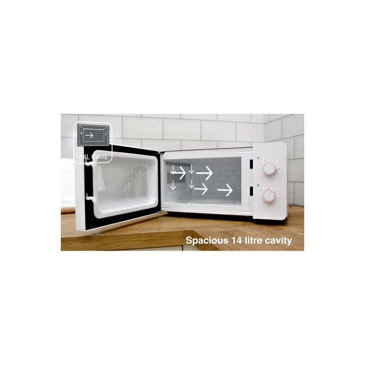 GRADE A2 - Daewoo QT3R 14L Compact Microwave Oven - Pink And White