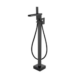 ONLY OPENED - Matt Black Waterfall Freestanding Bath Shower Mixer Tap - Quadra