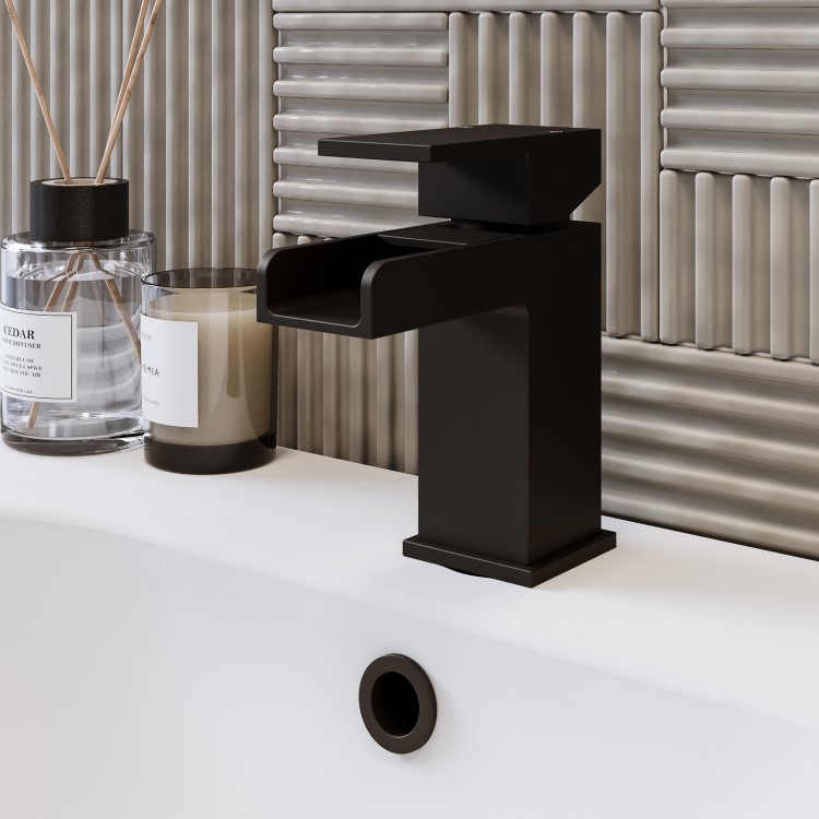 Black Waterfall Mono Basin Mixer Tap - Quadra