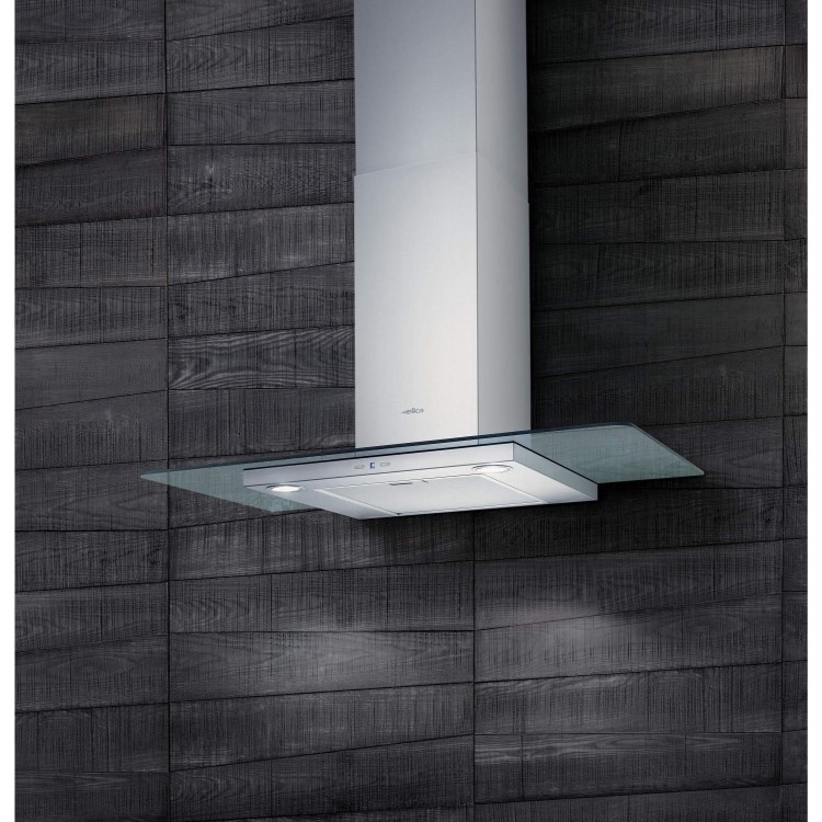 Elica QUARTZ-HE-70 High Efficiency 70cm Chimney Hood Stainless Steel With Flat Glass Canopy