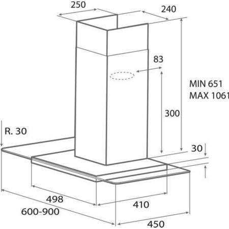 Elica QUARTZHP60 60cm Flat Glass Chimney Cooker Hood Stainless Steel