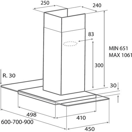 Elica QUARTZ_70 Quartz Glass Canopy 70cm Chimney Hood