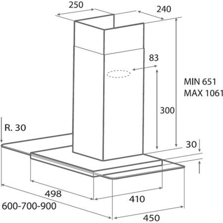 Elica QUARTZ_HP_60 Quartz High Performance 60cm Chimney Hood in Stainless Steel with Flat Glass Canopy