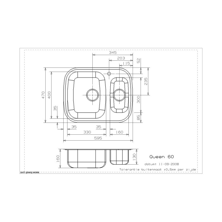 Reginox QUEEN-L-60 1.5 Bowl Integrated Stainless Steel Sink With Colander