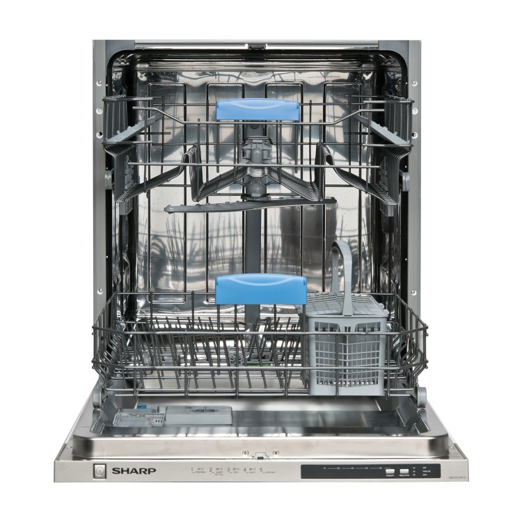 GRADE A2 - Sharp QWD492X 12 Place Fully Integrated Dishwasher