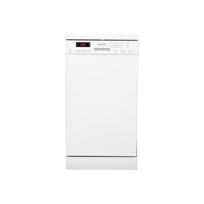 Sharp QWS22F472W 10 Place Freestanding Slimline Dishwasher - White