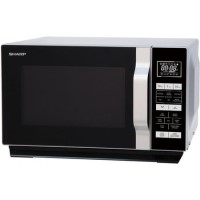 Sharp R760SLM 23L 900W Freestanding Microwave Oven With 1000W Quartz Grill And Flat Tray - Silver