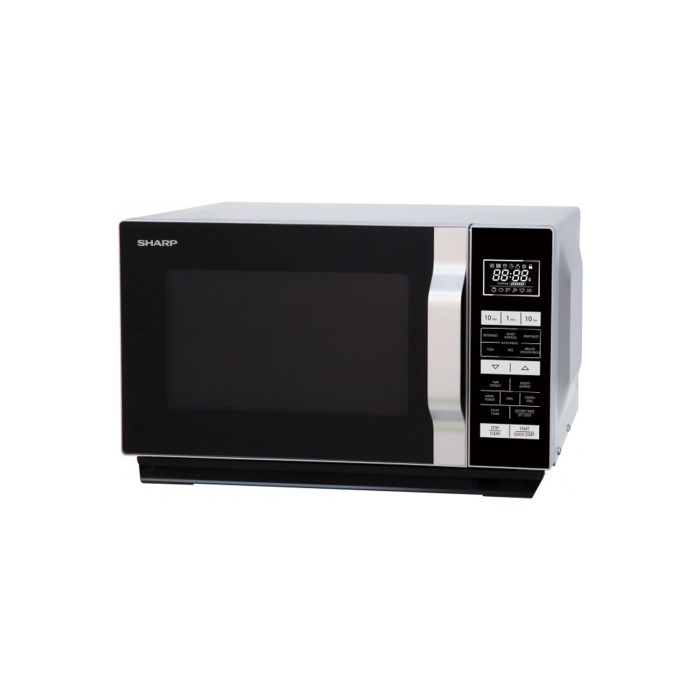 Sharp R760SLM 23L 900W Freestanding Microwave Oven With 1000W Quartz Grill And Flat Tray
